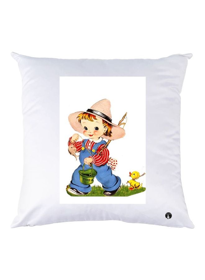 BP Little Boy Printed Throw Pillow White/Blue/Red 30x30cm