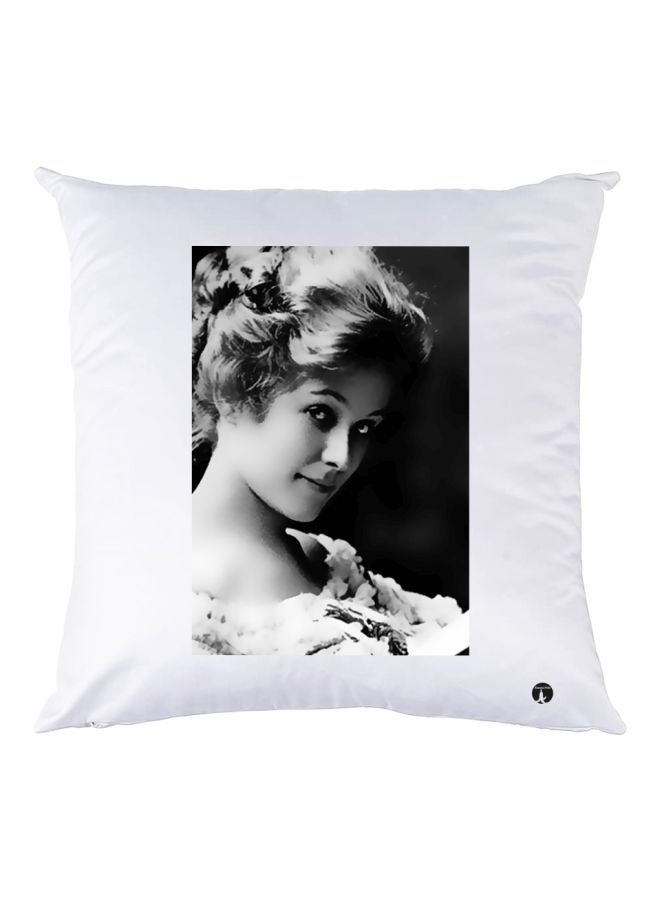 BP Girl Printed Throw Pillow White/Black/Grey 30x30cm