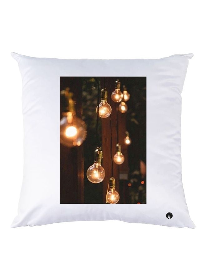 BP Hanging Bulb Printed Throw Pillow White/Brown/Yellow 30x30cm