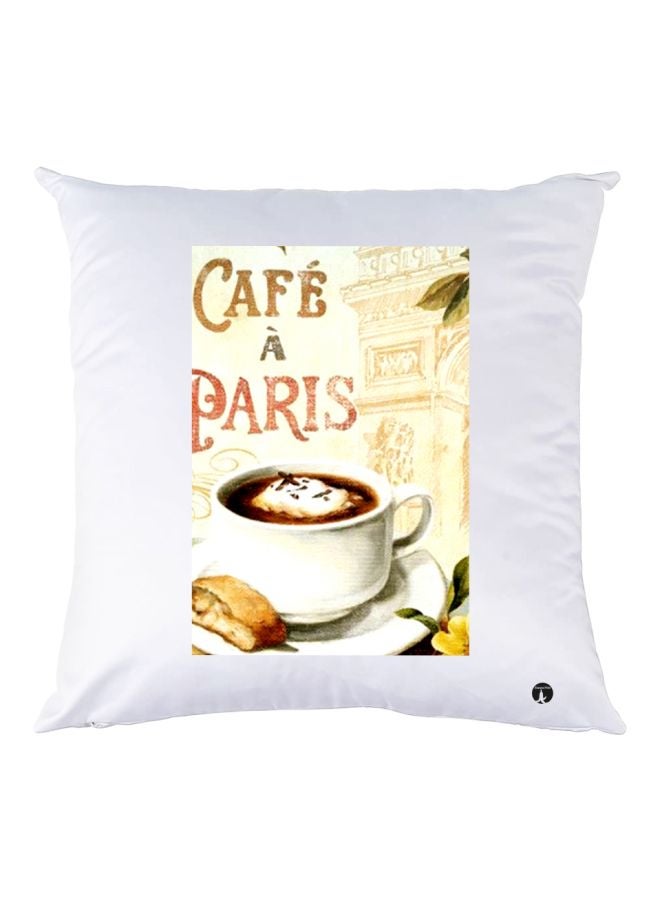 BP Cafe A Paris Printed Throw Pillow White/Beige/Brown 30x30cm