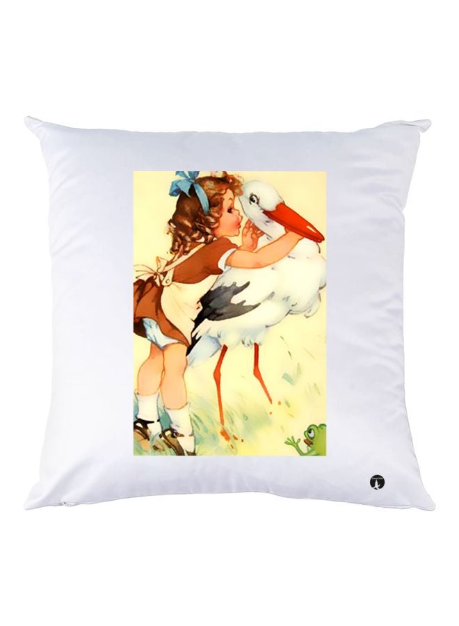 BP Printed Throw Pillow White/Pink/Brown 30x30cm