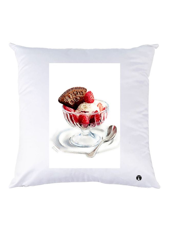 BP Dessert Printed Throw Pillow White/Clear/Red 30x30cm