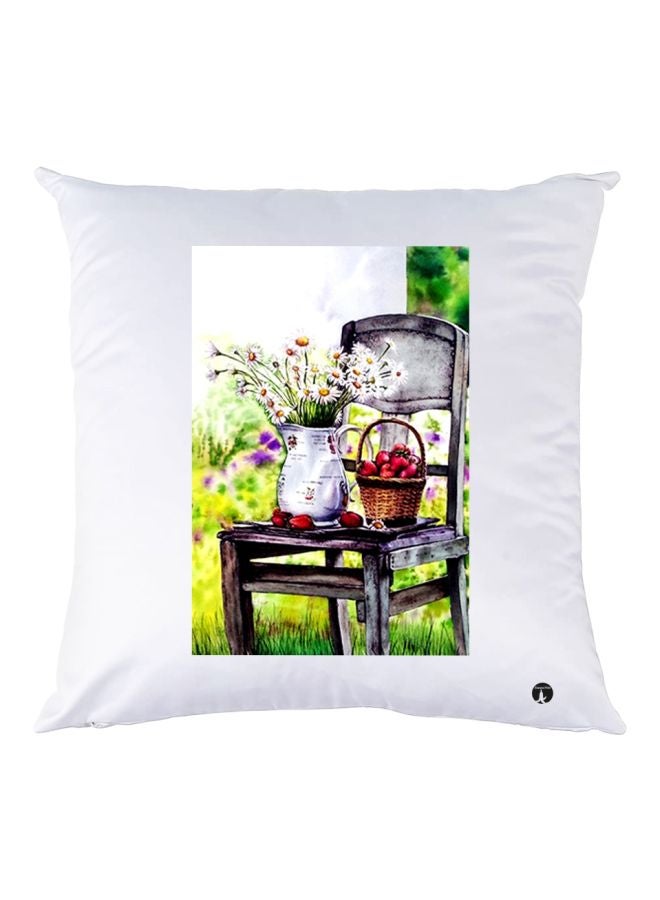 بي بي وسادة ديكور بطبعة إناء للزهور أبيض/أزرق/أخضر 30x30سم