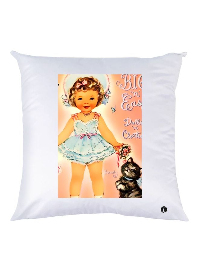 بي بي وسادة زينة مزينة بطبعة رسومات كرتونية أبيض / وردي / أزرق 30x30سم