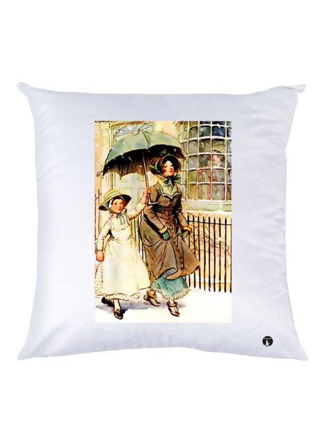 بي بي وسادة مزخرفة بتفاصيل مطبوعة أبيض/أصفر/أخضر 30x30سم