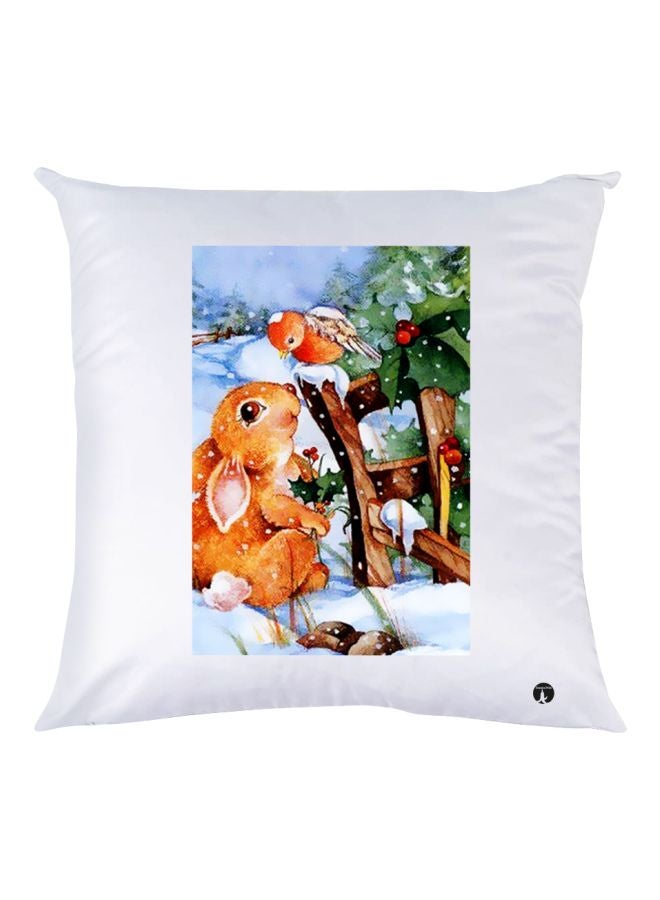 بي بي وسادة زينة مطبوع عليها الأرنب الأم أبيض/أزرق/أخضر 30x30سم