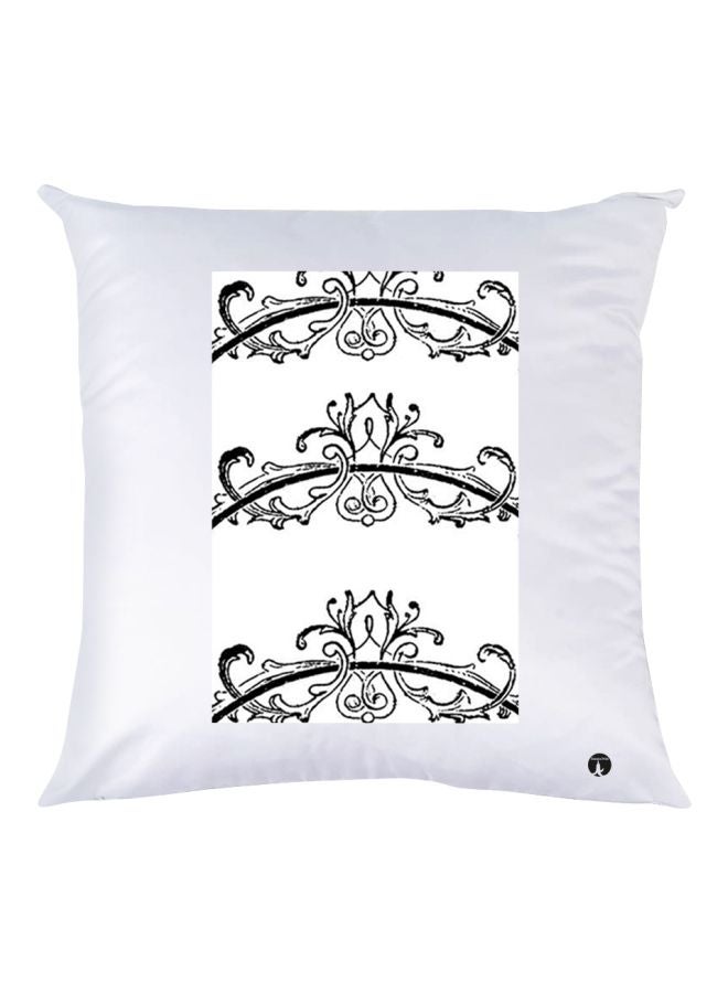 بي بي وسادة مزخرفة بتفاصيل مطبوعة أبيض/ أسود 30x30سم