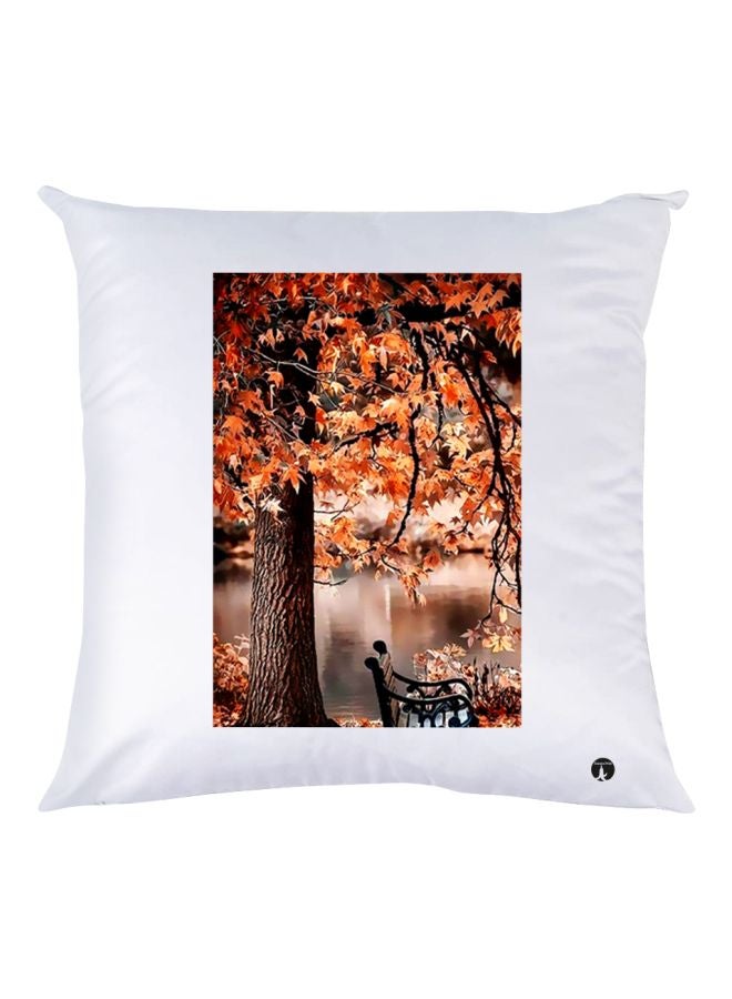 BP Nature Printed Decorative Throw Pillow White/Orange/Red 30x30cm