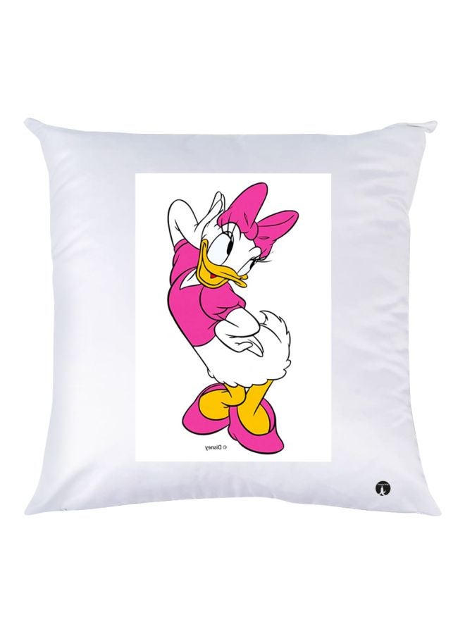 بي بي وسادة زينة للديكور مزينة بطبعة البطة ديزي أبيض/وردي/أصفر 30x30سم