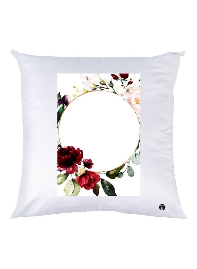 BP Printed Decorative Throw Pillow White/Red/Green 30x30cm