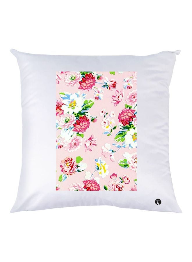 بي بي وسادة ديكور بطبعة زهور أبيض/وردي/أخضر 30x30سم