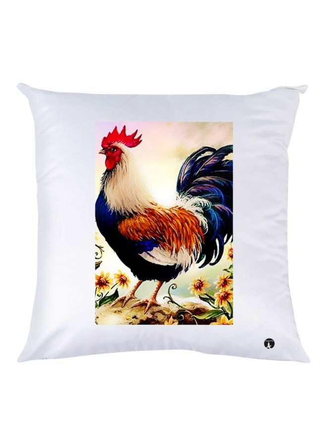 بي بي وسادة زينة للديكور بطبعة على شكل دجاجة أبيض/أحمر/أسود 30x30سم