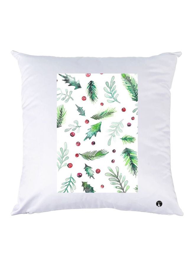 بي بي Leaf Printed Throw Pillow White/Green/Red 40x40cm