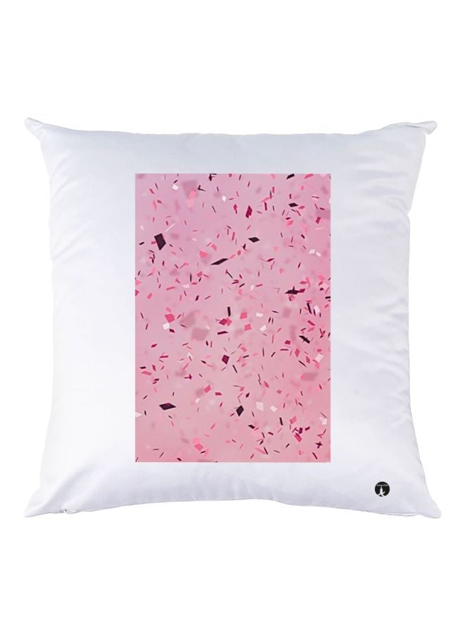 بي بي وسادة مزخرفة بتفاصيل مطبوعة أبيض/ وردي 30x30سم