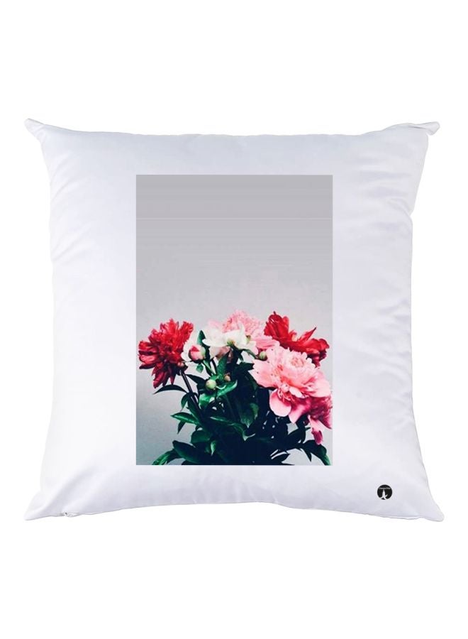 بي بي وسادة زينة مطبوع عليها رسمة زهور أبيض/أحمر/أخضر 30x30سم