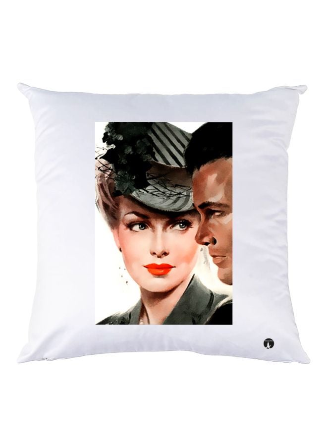 بي بي وسادة زينة بطبعة زوجين أبيض/بيج/أحمر 30x30سم