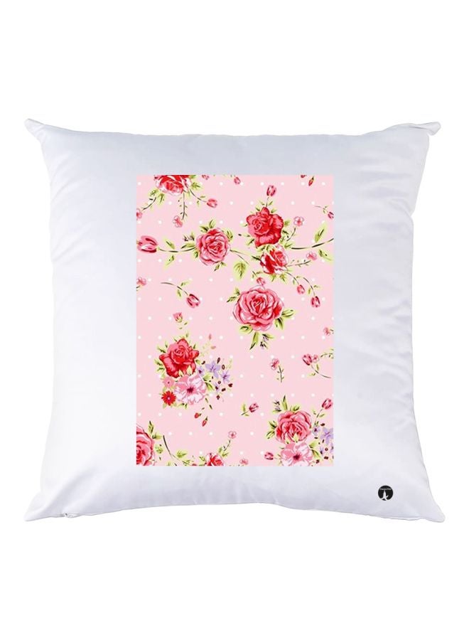 بي بي وسادة زينة مطبوع عليها رسمة زهور أبيض/أحمر/أخضر 30x30سم