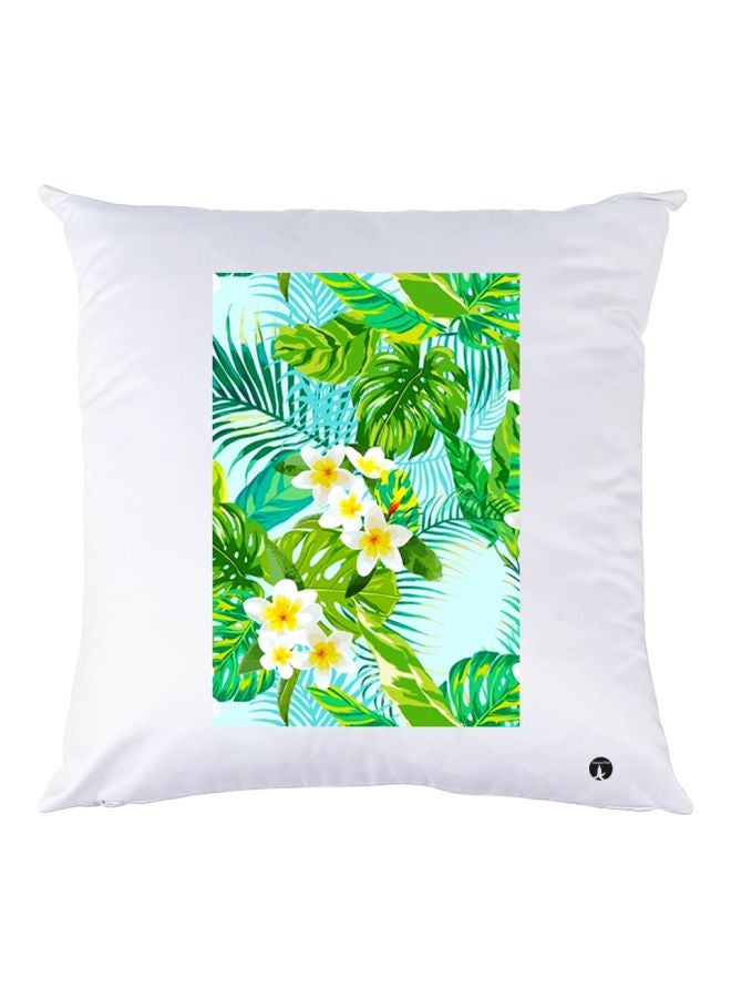 بي بي وسادة زينة بطبعة أزهار وأوراق الشجر أبيض/أخضر/أزرق