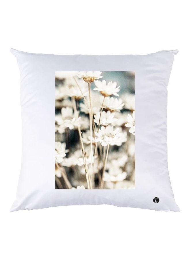 بي بي وسادة ديكور مزينة بطبعة زهور أبيض/ بيج/ رمادي 30x30سم