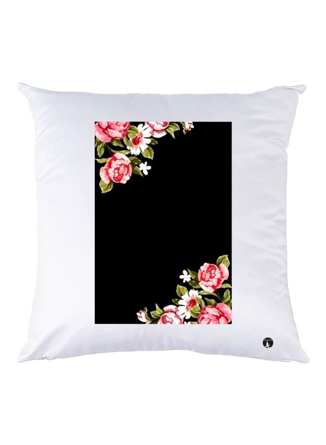 BP Floral Printed Decorative Throw Pillow White/Pink/Green 30x30cm