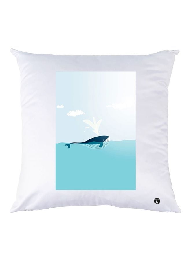 BP Cartoon Shark Printed Decorative Throw Pillow White/Blue 30x30cm