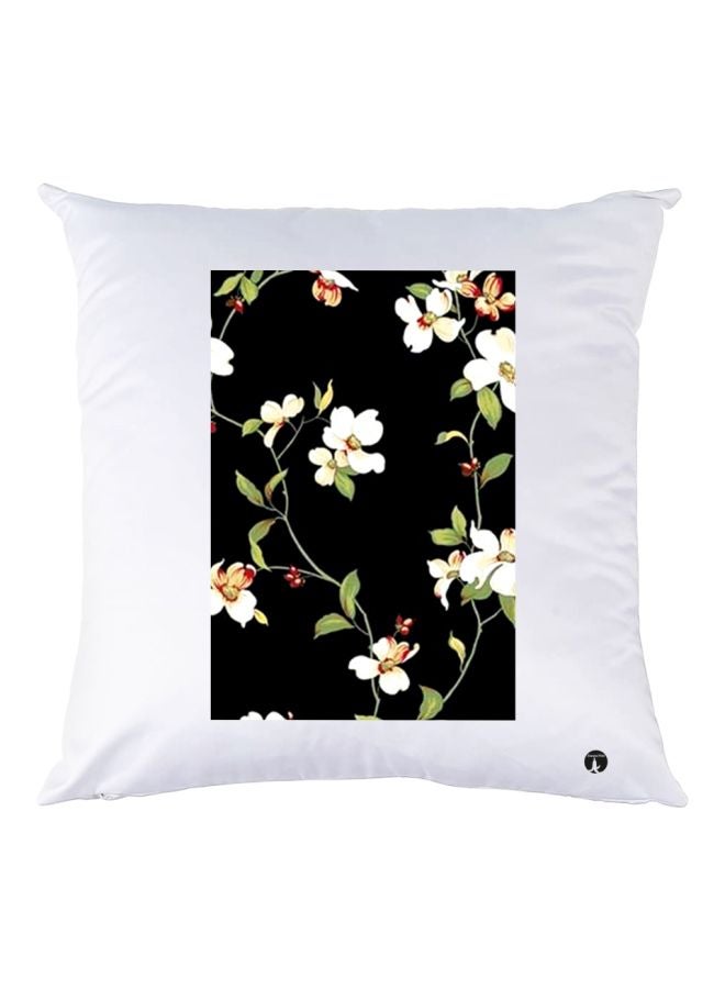 BP Floral Printed Decorative Throw Pillow White/Green/Beige 30x30cm