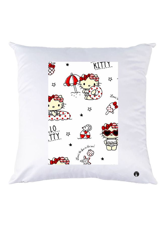 BP Hello Kitty Printed Decorative Throw Pillow White/Red/Black 30x30cm