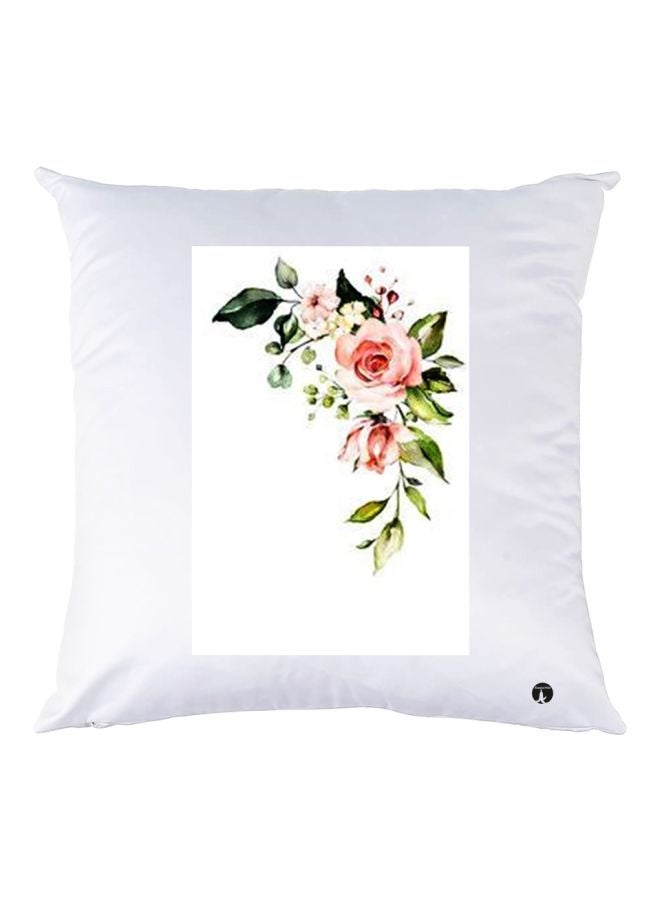 BP Floral Printed Decorative Throw Pillow White/Pink/Green 30x30cm