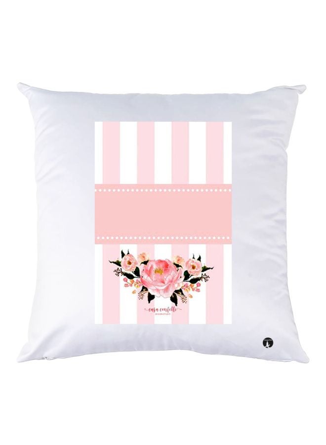 BP Floral Printed Decorative Throw Pillow White/Pink/Green 30x30cm