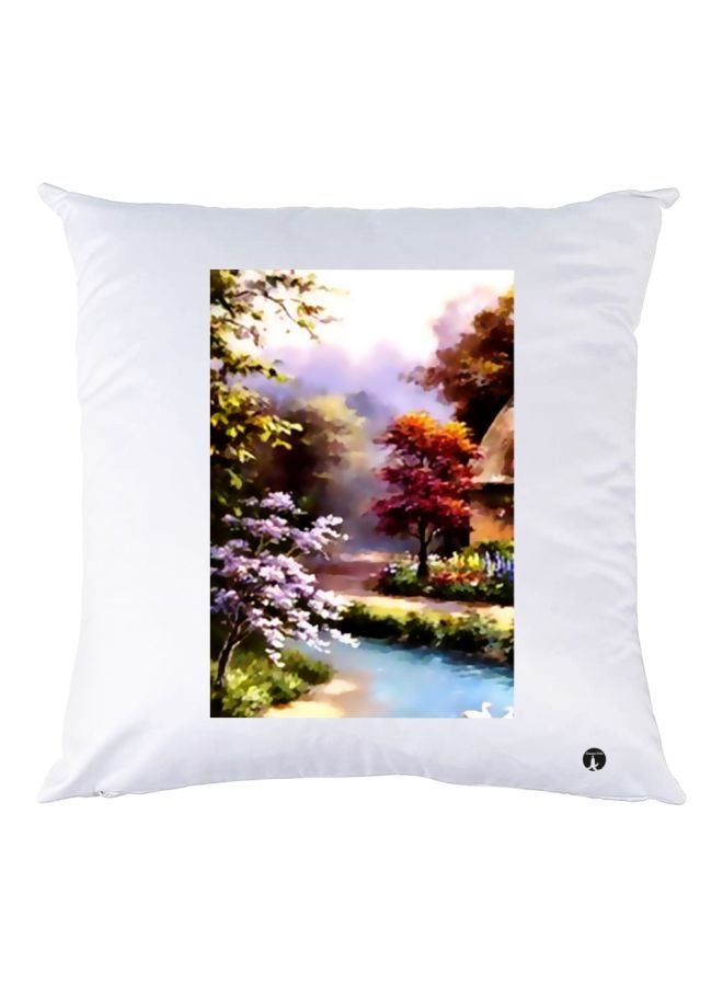 بي بي وسادة زينة للديكور بطبعة على شكل شجرة أبيض/أزرق/أخضر 30x30سم