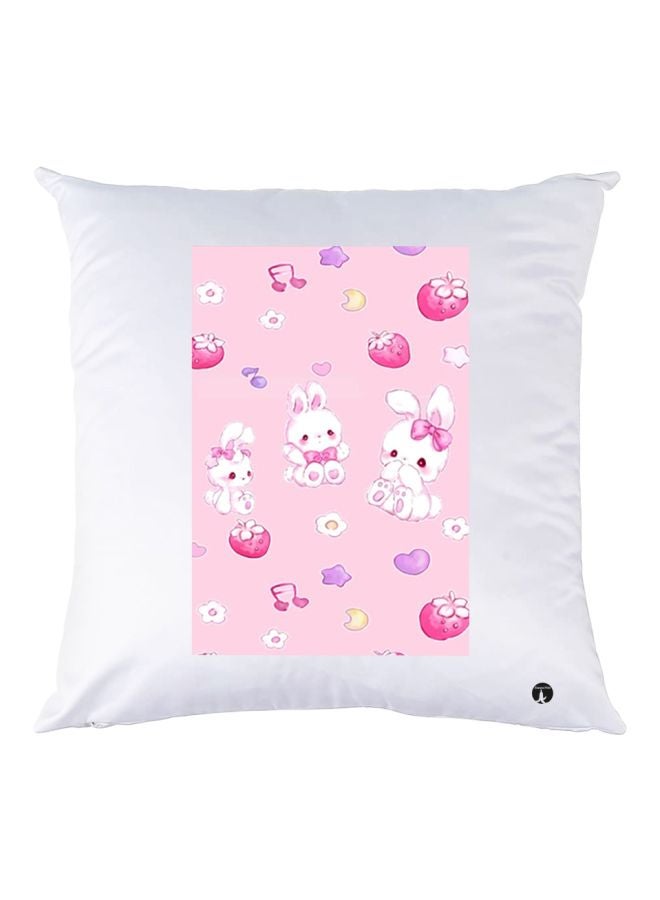 بي بي وسادة زينة بطبعة أرنب أبيض / وردي / أرجواني 30x30سم