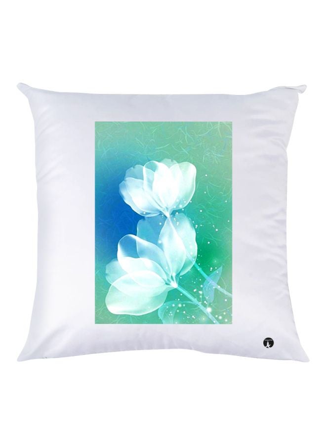 BP Flower Printed Decorative Throw Pillow White/Blue/Green 30x30cm