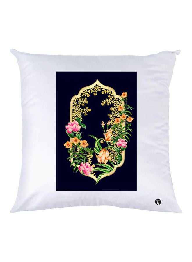 بي بي وسادة زينة مطبوع عليها رسمة زهور أبيض/أسود/أخضر 30x30سم