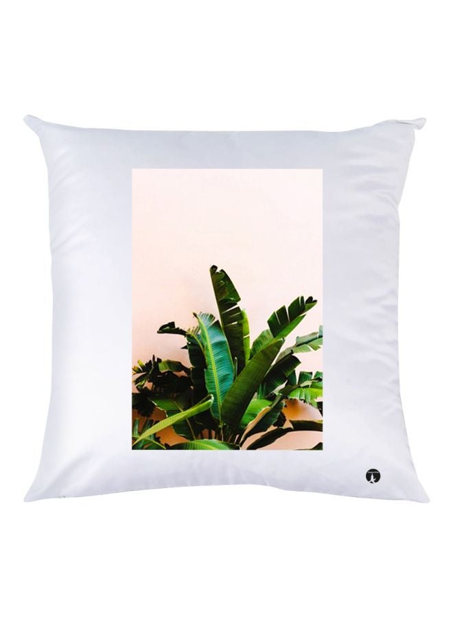 BP Leaves Printed Decorative Throw Pillow White/Green/Beige 30x30cm