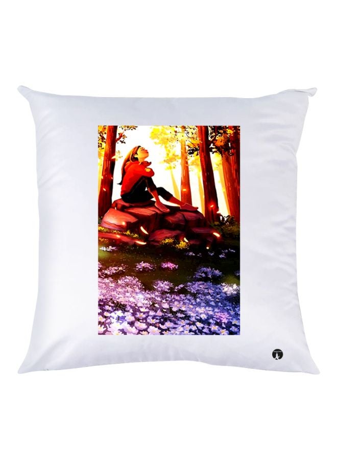 بي بي وسادة زينة بطبعة فتاة أبيض/بني/أزرق 30x30سم