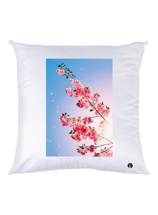 بي بي وسادة زينة مطبوع عليها رسمة زهور أبيض / وردي / أزرق 30x30سم