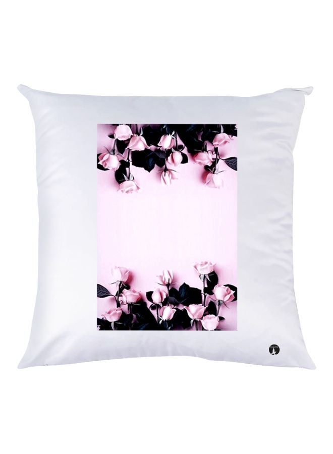 بي بي وسادة زينة مطبوع عليها رسمة زهور أبيض/أرجواني/أسود 30x30سم