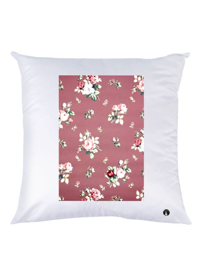 BP Flower Printed Throw Pillow White/Pink/Green 30x30cm