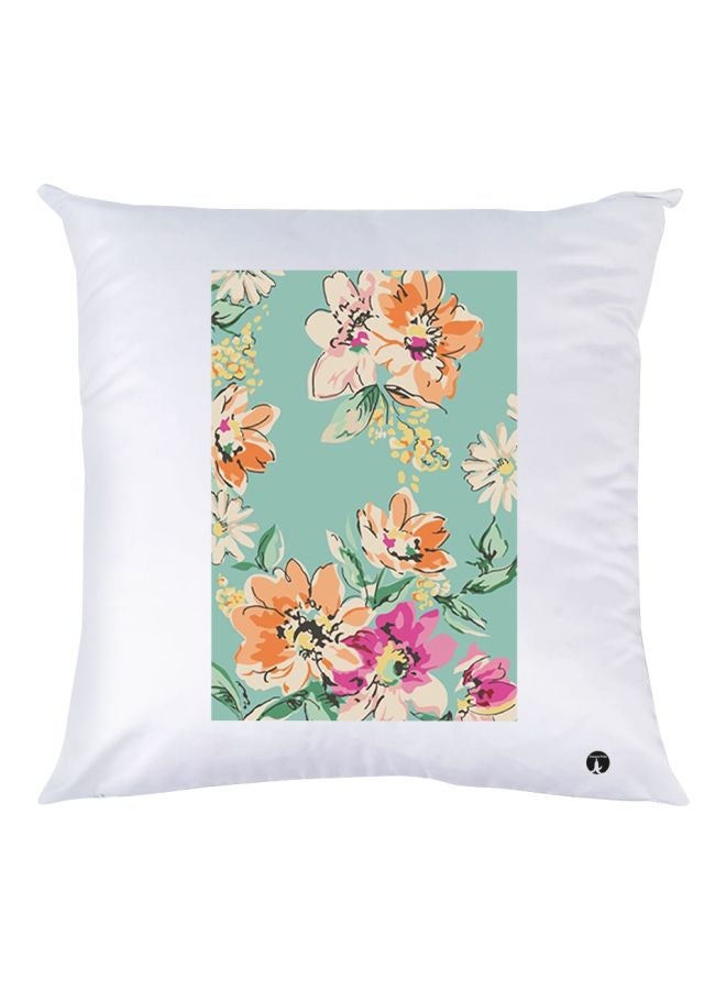 بي بي وسادة زينة بطبعة أزهار أبيض/أخضر/برتقالي 30x30سم