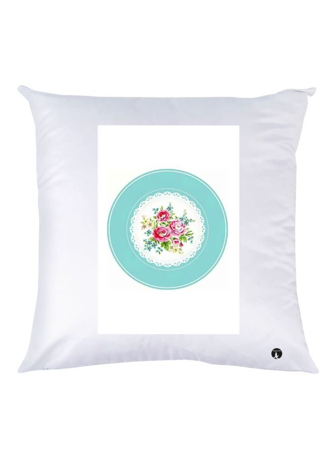 بي بي وسادة زينة بطبعة أزهار أبيض/أزرق/وردي 30x30سم
