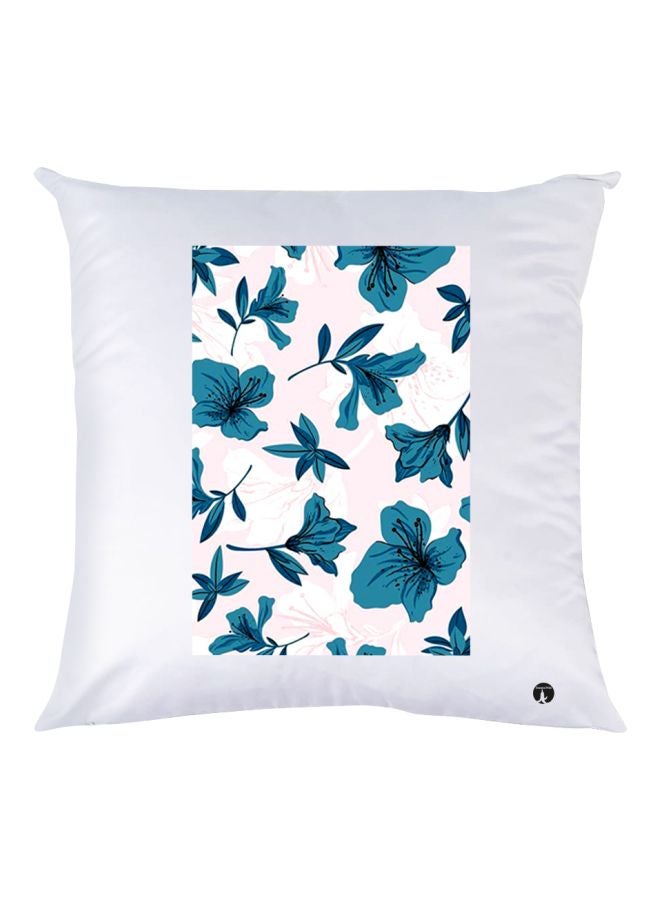 بي بي وسادة زينة بطبعة أزهار أبيض/أزرق 30x30سم