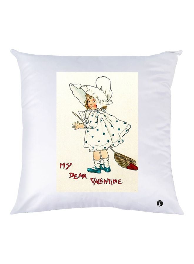 بي بي وسادة زينة مطبوع عليها عبارة "My Dear Valentine" أبيض/أحمر/أزرق 30x30سم