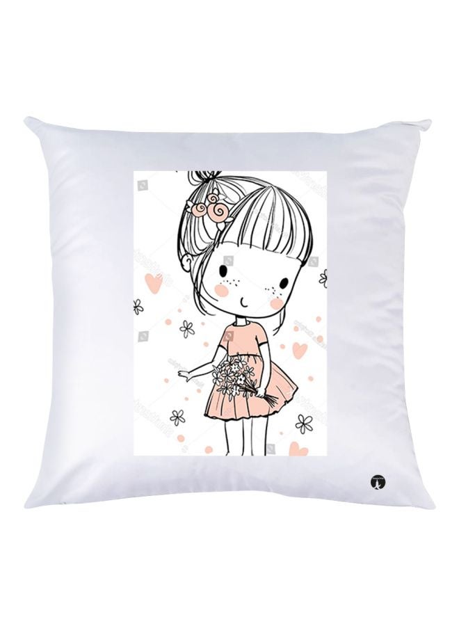 BP Cartoon Character Printed Throw Pillow White/Black/Beige 30x30cm