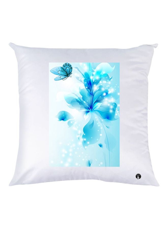 BP Butterfly Printed Throw Pillow White/Blue 30x30cm