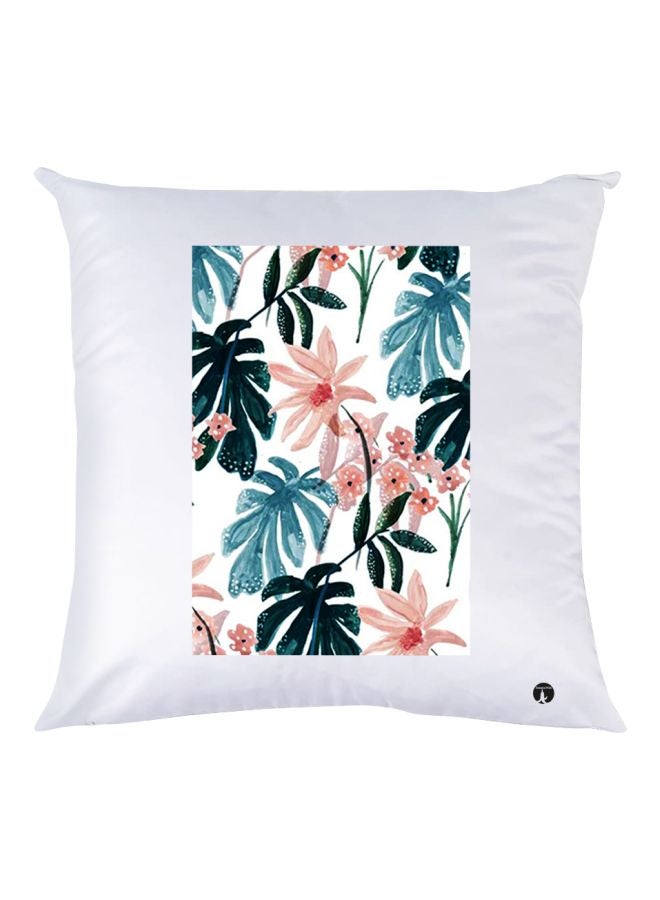 بي بي غطاء وسادة مطبوع عليه زهور أبيض/أزرق/وردي 30x30سم