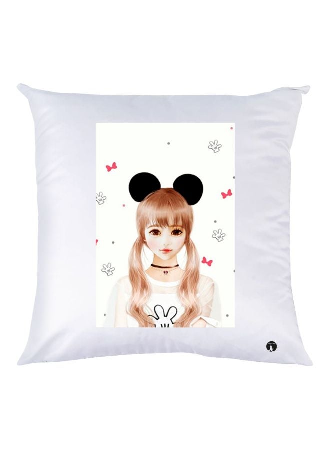 BP Girl Printed Throw Pillow White/Brown/Black 30x30cm