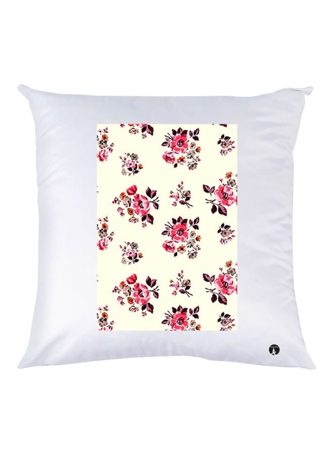 بي بي غطاء وسادة مطبوع عليه زهور أبيض/وردي/بني 30x30سم