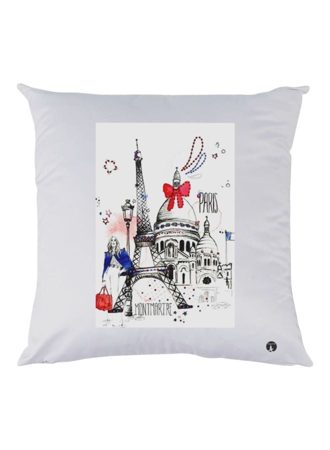 BP Paris Themed Throw Pillow White/Black/Red 30x30cm
