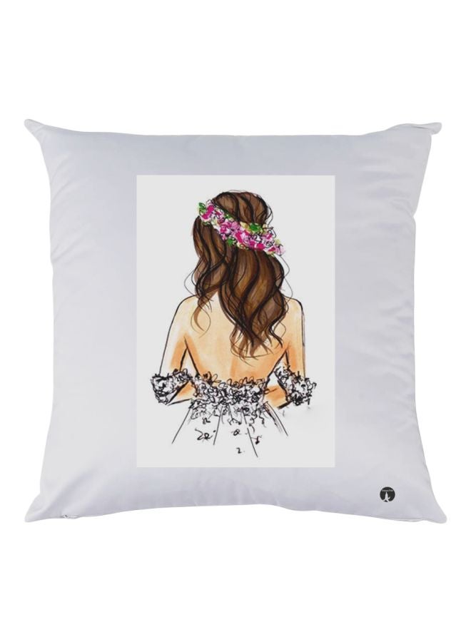 بي بي وسادة زينة بطبعة فتاة أبيض/بيج/بني 30x30سم