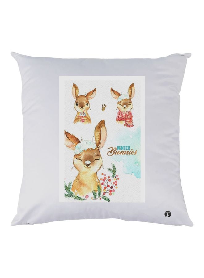 بي بي وسادة زينة بنقشة على شكل أرنب أبيض/بني/أزرق 30x30سم